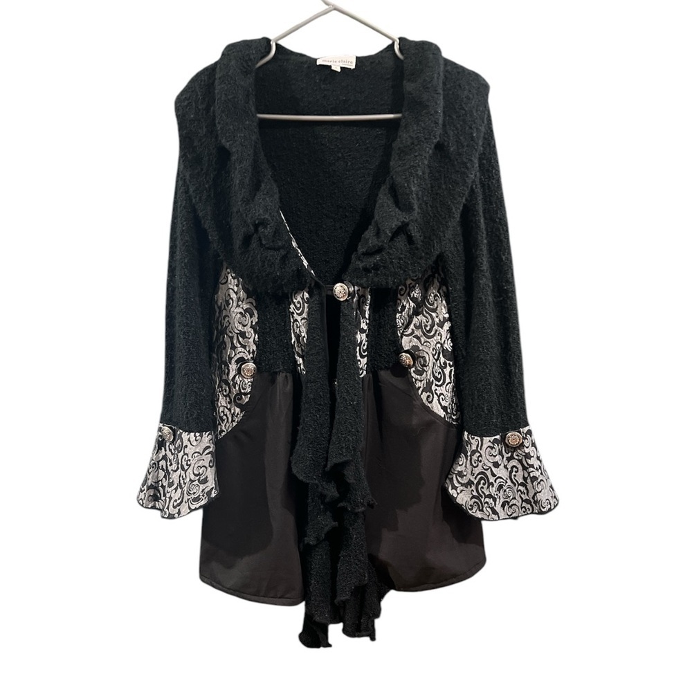 Unique Button Up Shawl Sweater Small Boho Statement Piece